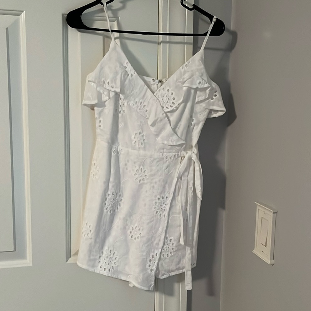 White lace eyelet romper